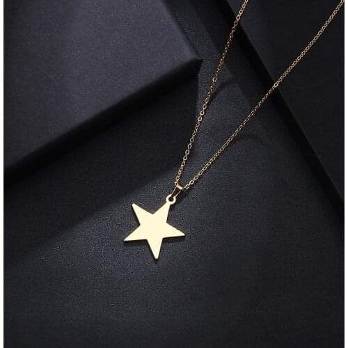 DOTIFI Stainless Steel Necklace For Women Man Lovers Pentagram Gold And Silver Color Pendant Necklace Engagement Jewelry