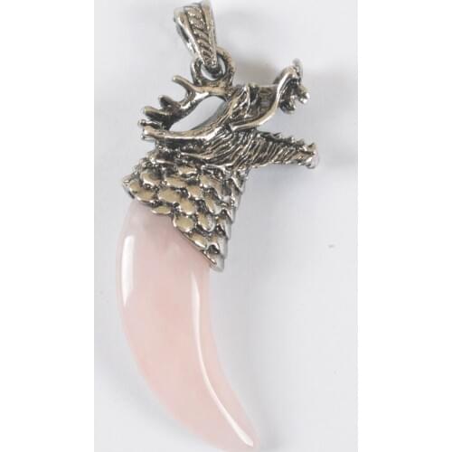 Rose Crystal Stone Teeth Pendant Dragon Fashion Jewelry For Woman Gift S3058