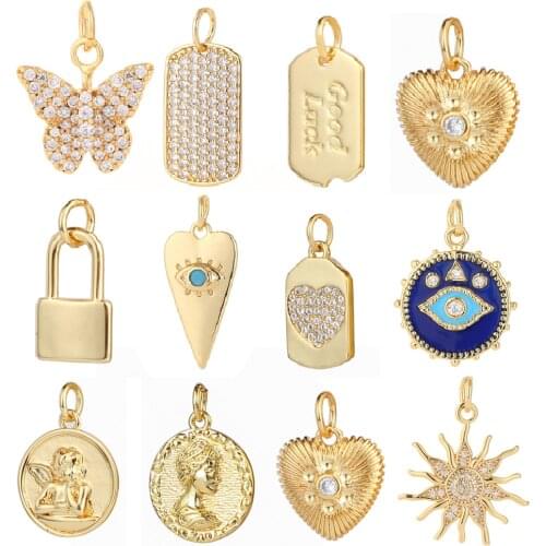 Heart Eye Star Charms for Jewelry Making Supplies Gold Angel Charm Pendant Design Diy Charms for Earrings Necklace Zircon