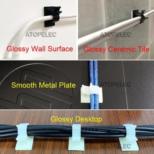 10pcs Adjustable Adhesive Cable Organizer Wire Clips Holder Tie Fixer Cord Management Seat for Desk Computer Wiring 8-25mm Dia