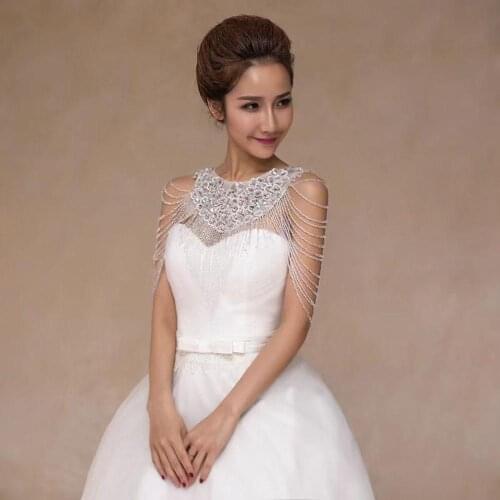 High-quality luxury bridal shoulder chain fringed wedding accessories, necklace neck crystal beads lace Jewelry for women