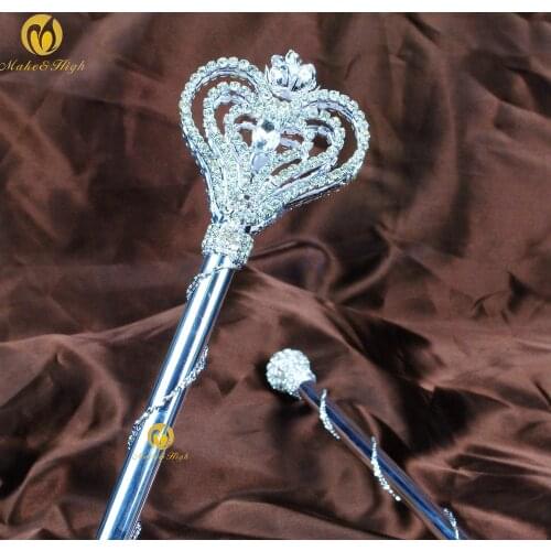 Heart Rhinestone Scepter Wand Double Side Extendable Handmade Sceptre Prop Stuff Parade Beauty Contest Pageant Party Costumes