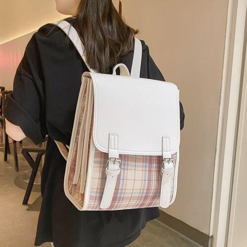 DORANMI Plaid Schoolbag Preppy Style Backpack Womens Rucksacks 2021 Luxury Brand Designed Book Bag Mochila Shoulder Bags SB573