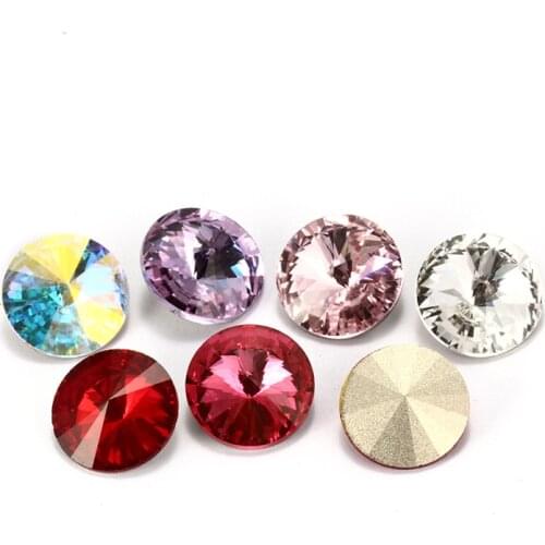 All Sizes Rivoli Pointback Loose Rhinestones Rose Violet Colorful Glass Strass Crystal Applique for Clothes Jewelry Decoration