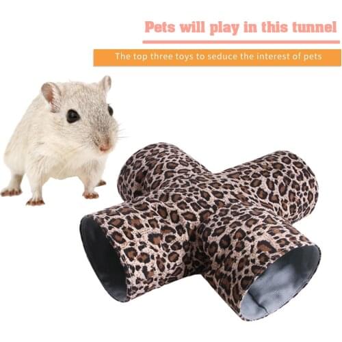 Pet Tunnel Fashion Canvas Leopard Print Hamster Nest Small Animals Funny Play Training Running Toys