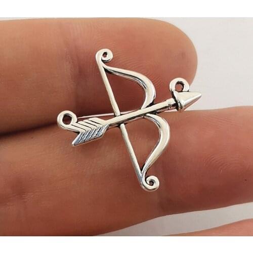 JINDINSP 10pcs 26*26mm vintage Bow arrow alloy Connector charms pendant For Jewelry Making DIY Jewelry Findings