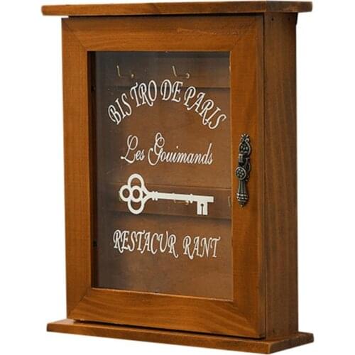 Vintage European Style Wooden Key Storage Cabinet Key Holder Box with Hanging Ho Dropshipping