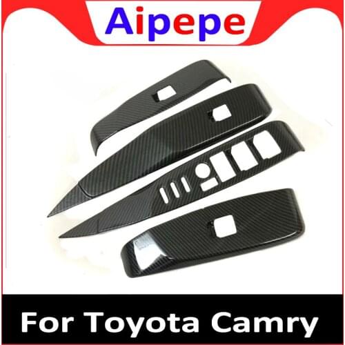 High quality Car Armrest Lift Button inner door Window glass switch panel cover trim For Toyota Camry XV70 2018 2019 Styling