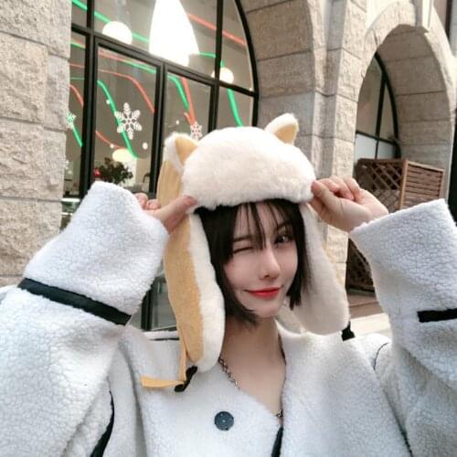 Autumn Winter Warm Ear Cuff Hats Women Thicken Warm Ear Protection Bomber Hats Solid Color Faux Fur All-match Cap Unique Cute