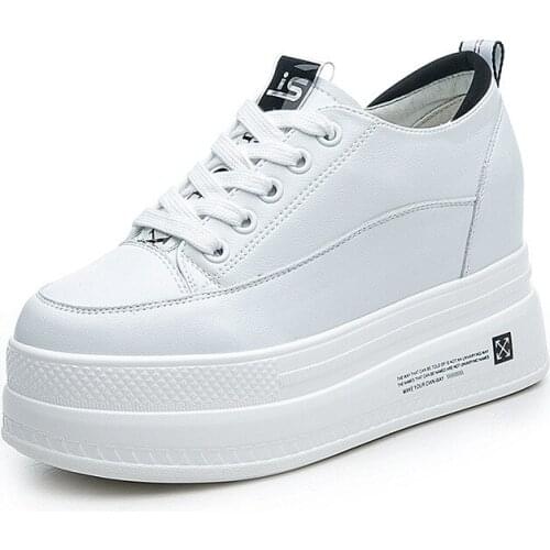 2020 Autumn new leather womens shoes thick-soled inner increase casual sports breathable sneakers women shoes