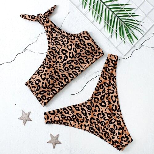 2 Piece Swimsuit Leopard Thong Bikini Push Up Swimwear Women Biquini Bikinis 2020 Sexy swimsuit