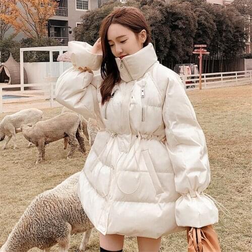 Winter bright velvet ladies down jacket womens mid-length princess sleeves waist slimming thickened ladies jacket