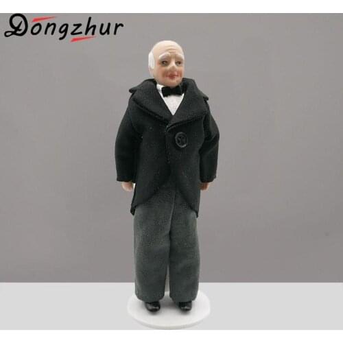 1:12 Dollhouse Simulation Miniature Old Servant Ceramic Doll DIY Dollhouse Accessories Mini Ceramic Man Model Dollhouse Ornament