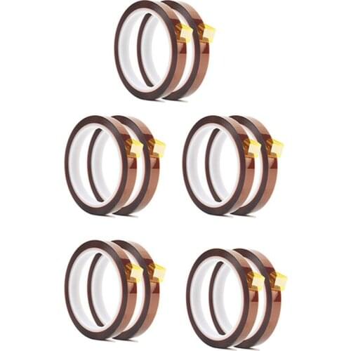 10 Rolls 10mm x 33M 108Ft Heat Press Tape- Heat Resistant Sublimation Tape for Heat Transfer,3D Printers High Temperature Tape a