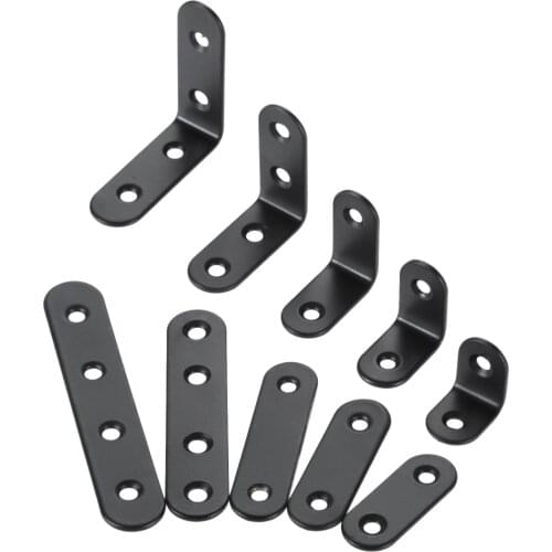 10Pcs L-Shaped Straight Corner Brace Brackets+Screws Wardrobe Cabinet Furniture Fixing Right Angle Corners Brace Stainless Steel