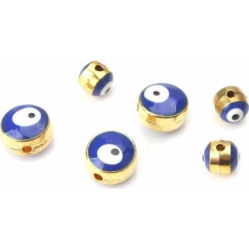 10pcs/lot 8*6mm fashion evil eye beads jewelry accessories gold plate hole size 1mm fitting women diy evil eye bracelet necklace
