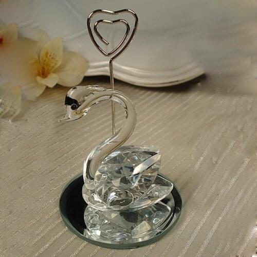 10pcs/lot Crystal Swan Wedding Place Name Card Holder Party Event Table Decoration