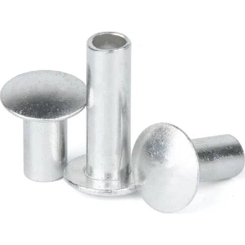 50PCS M2 M2.5 M3 M4 M5 M6 GB873 Aluminum Round Flat Button Truss Head Half Semi Hollow Rivet Diameter 2mm 3mm 4mm 5mm 6mm