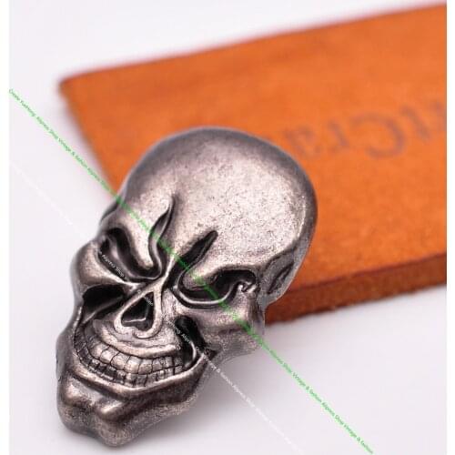 10X Heavy Duty Biker Vintage Silver Skull Head Leathercraft Motocycle Bag Decor Belt Saddle Tack Concho Screwback