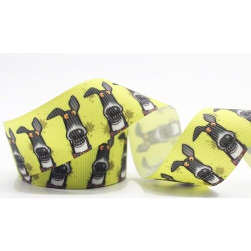 16-75 MM Yellow Greyhound Printed Grosgrain Ribbon DIY Handmade Materials Hair Accessories Wedding Gift Wrap Tape 1" Ribbons