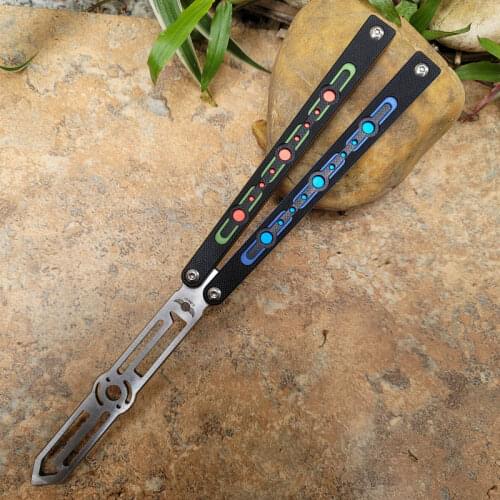 2 colors TheOne Original Point Butterfly Trainer Knife 440 Blade G10 Handle Bushing System Pocket Hunting Folding Jilt Knifes