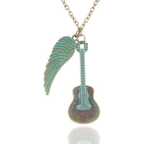 2016 Romantic Angel Wing Cool Guitar Necklace, Hot Guitars Pendant Necklaces for Music Men Neckless Women Jewelry Aliexpress