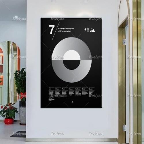 7 Essential Photography Poster, Typographic, Black And White, Modern Art, Print, Home Decor, Camera Wall Art Canvas Unique Gift