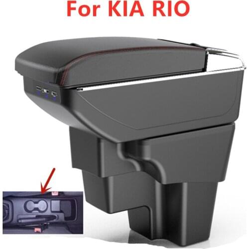 Car Armrest Box for KIA RIO 2015 2016 2017 2018 2019 for Europe South America Retrofit Parts Center Storage USB Accessories