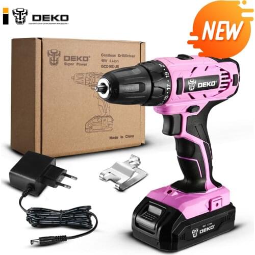 DEKO GCD16DU5/GCD16DU6 16V Max Electric Screwdriver Cordless Drill Mini Wireless Power Driver DC Lithium-Ion Battery 2-Speed