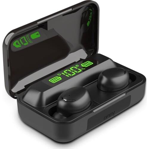 Bluetooth 5.0 Wireless Headset with LED Power Display Charging Case, Sport in-Ear Buds with Power bank function Charging Case