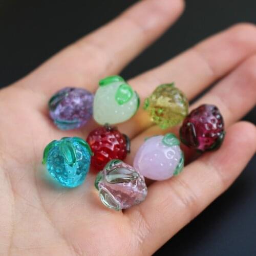 10Pcs 15mm*15mm Lovely Strawberry Beads Handmade Lampwork Glass Beads Multi-color for jewelry &DIY