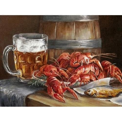 DIY Painting By Numbers Cartoon Kit Picture By Numbers Beer Crab Acrylic Paintings On Canvas Home Decoration Gift Wall Art