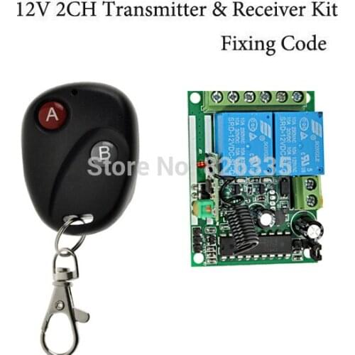Fixed code12V 2CH wireless remote control switch Transmitter Receiver RF Wireless Remote Control Switch