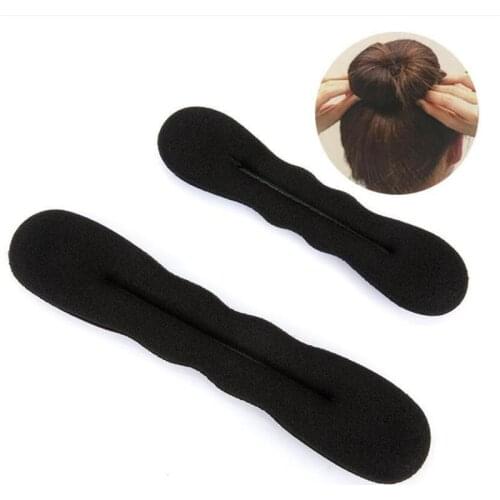 17cm and 22cm Black Hair Styling Bun Curler Maker Ring Magic Sponge Clip Foam Donut Twist Tool 1/2 pcs maker
