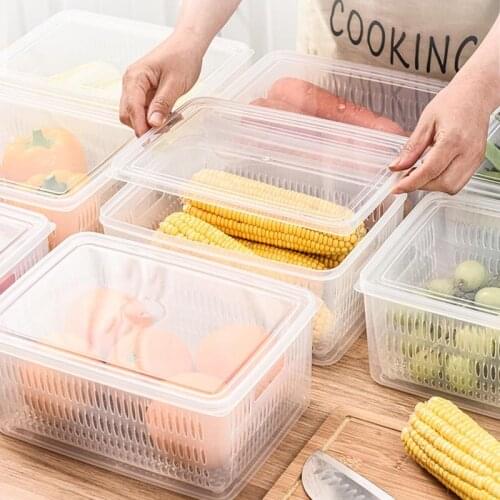 Kitchen Food Storage Box Transparent Plastic Sealed Fresh-Keeping Box Food Refrigerator Fruit and Vegetable H88F