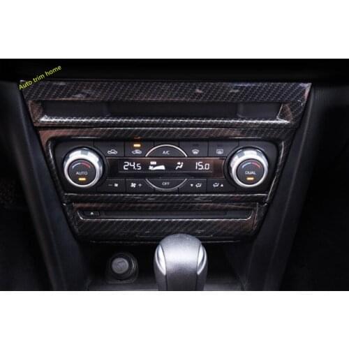 Lapetus Multimedia Air AC Conditioning Knob CD Panel Frame Cover Trim Interior Refit For Mazda 3 2017 2018 Carbon Fiber Look