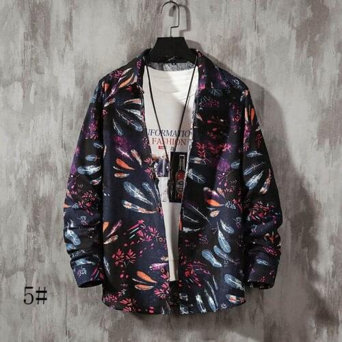 Summer Hawaii Holiday Shirts Streetwear Long sleeve Chemise Print Summer Hot Sell Mens Beach Shirt Fashion Long sleeve Floral L