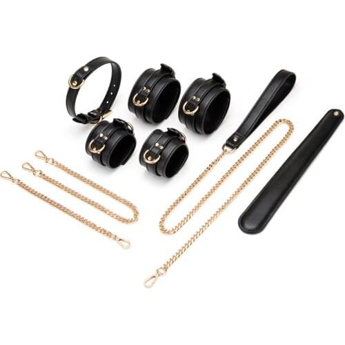 New Bdsm Set Sex Toys for Couples Sexy Bondage Kit Erotic Cosplay Leather Handcuffs Ankle Cuff Collar Spanking Paddle Adult Game