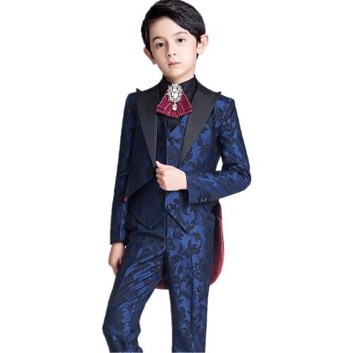 Formal Childrens Suit Set Flower Boys Wedding Party Performance Dress Costume Kids Blazer Vest Shirt Pants Tie 5pcs Clothes Set