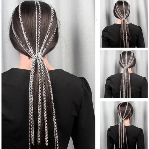 Find Me Multilayer Metal Hair Chain 2019 New Fashion Hair Jewelry Geometric Simple Long Tassel Chain Headband for Women Headwear