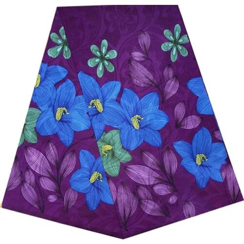 Nigerian Style African Wax Dye Printed Cotton Jacquard Fabric 100%Soft Ankara Sewing Material For Clothes/Dress 6 Yards R-V 3-43