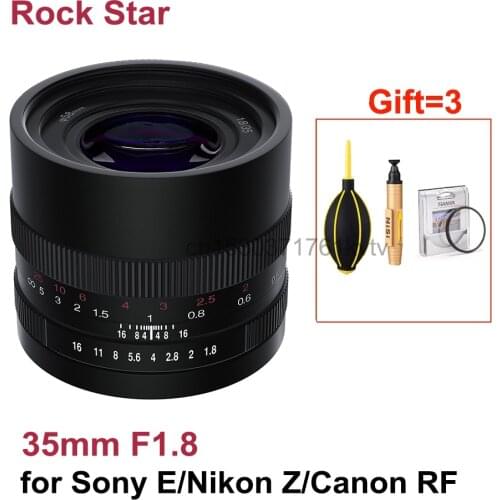 Rock Star 35mm F1.8 Fixed Focus Lens Full Frame Manual Focus Camera Lenes for Sony E Nikon Z Canon RF Mount Camera DSLR