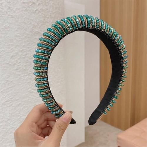 Simulated Crystal Pearl Rhinestones Luxury Hair Accessories Hairbands Sparkly Padded Hair Bands Headdress Women Headbands P5