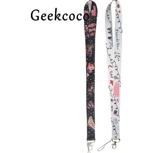 J1156 2pcs/Set Stranger Thing Keychain Neck Straps Buckle Lanyard For Key ID Card Phone USB Badge Holder DIY Hang Rope