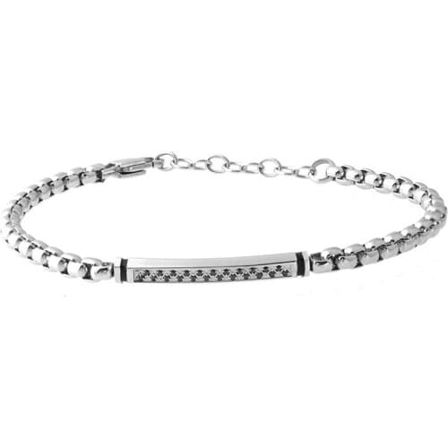 Runda 2020 Fashion Jewellery Stainless Steel Round Box Chain Bracelets for Men CZ Stone Charms Bracelt