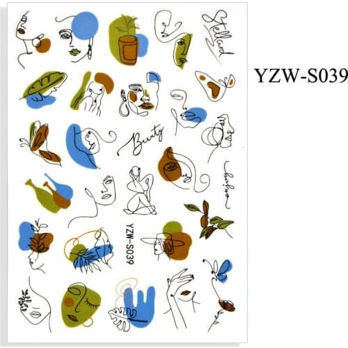 Self-adhesive 3D Stickers for Nails Color Line Sweet Cute Face Nail Art Decorations Autumn Fashion Stickers Women Girl Nail Foil