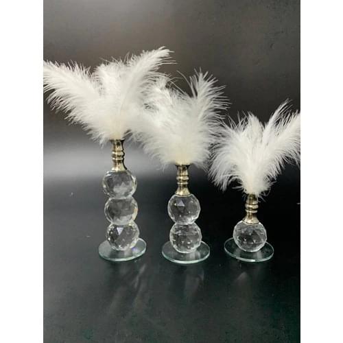 Ari By Three Pieces White Feathered Crystal Silver