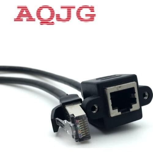 RJ45 Male to Female Screw Panel Mount Ethernet LAN Network Extension Cable 30CM 0.3M computer cable For Router Laptop New AQJG