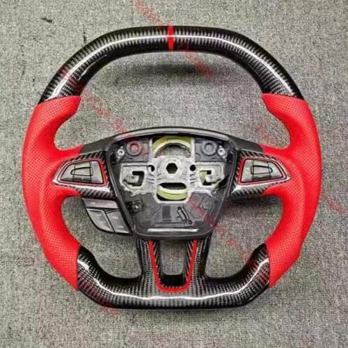 Cuatomized Real Carbon Fiber Sports Steering Wheel Alcantara Leather Replacement for Ford Kuga Focus 2018-2021 4th Generation