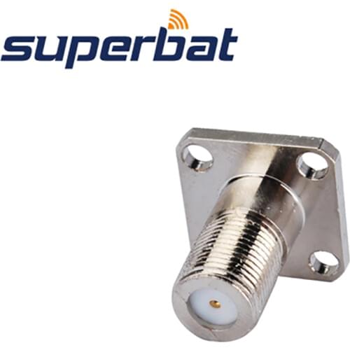 Superbat 10pcs 75 Ohm F 4 Hole Panel Mount Jack with Extended Dielectric&Solder Post RF Coaxial Connector